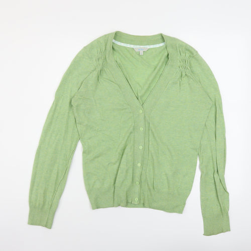 Fat Face Womens Green V-Neck Cotton Cardigan Jumper Size 14