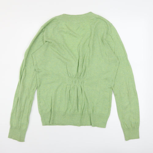 Fat Face Womens Green V-Neck Cotton Cardigan Jumper Size 14