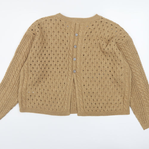 Marks and Spencer Womens Brown Round Neck Acrylic Pullover Jumper Size 16