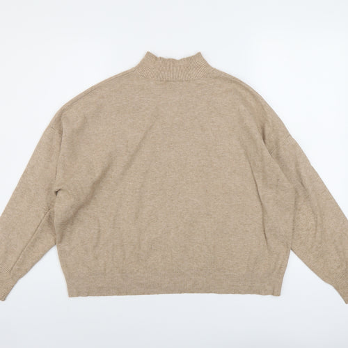 Oasis Womens Beige Mock Neck Viscose Pullover Jumper Size M