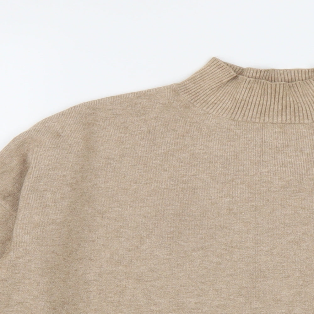 Oasis Womens Beige Mock Neck Viscose Pullover Jumper Size M