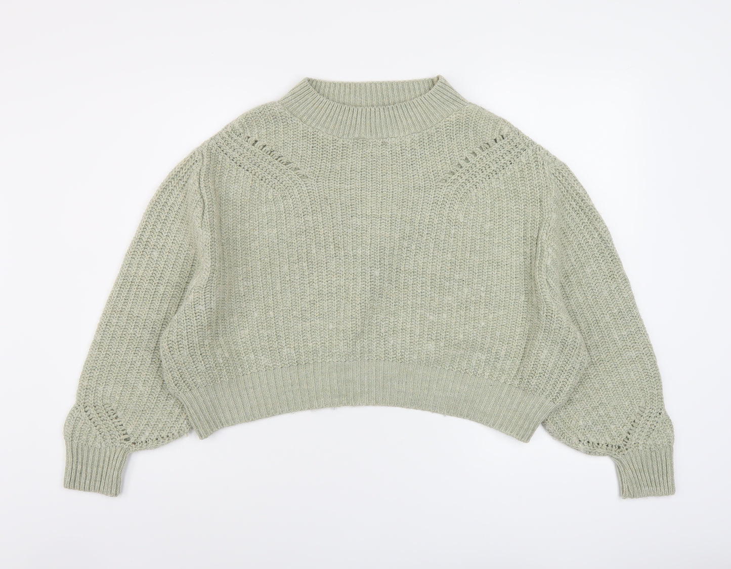 Topshop Womens Green Mock Neck Acrylic Pullover Jumper Size S