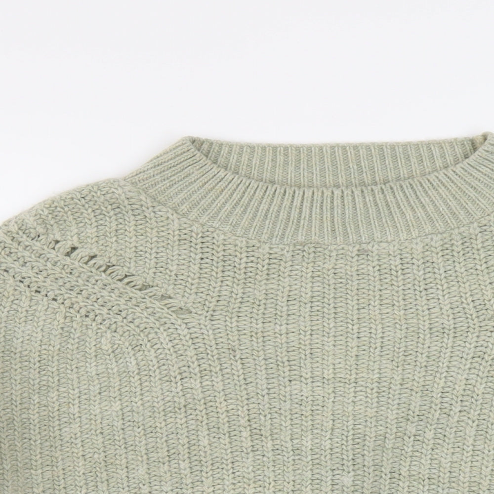 Topshop Womens Green Mock Neck Acrylic Pullover Jumper Size S