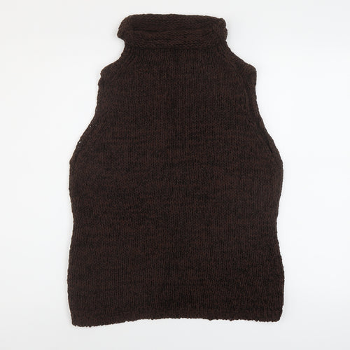 Autograph Womens Brown Roll Neck Polyamide Vest Jumper Size L