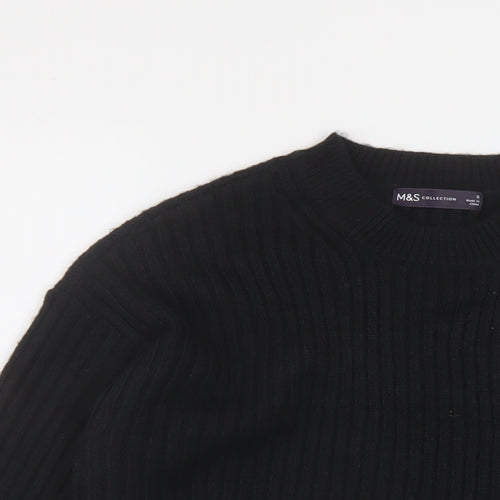 Marks and Spencer Womens Black Crew Neck Polyester Pullover Jumper Size S