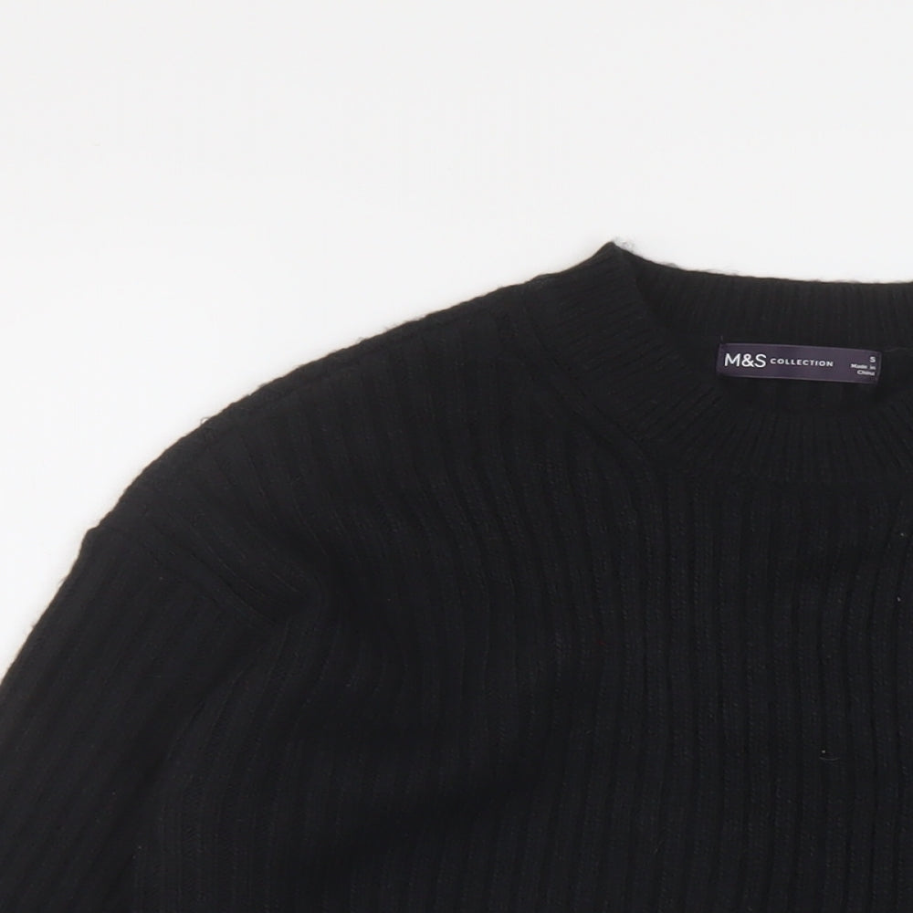 Marks and Spencer Womens Black Crew Neck Polyester Pullover Jumper Size S