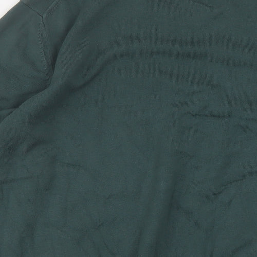 Marks and Spencer Mens Green Crew Neck Cotton Pullover Jumper Size L Long Sleeve
