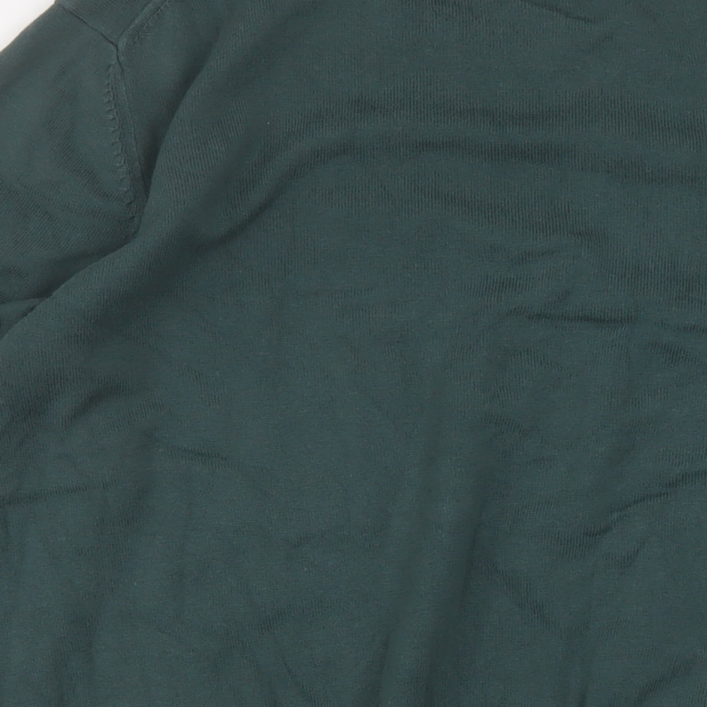 Marks and Spencer Mens Green Crew Neck Cotton Pullover Jumper Size L Long Sleeve