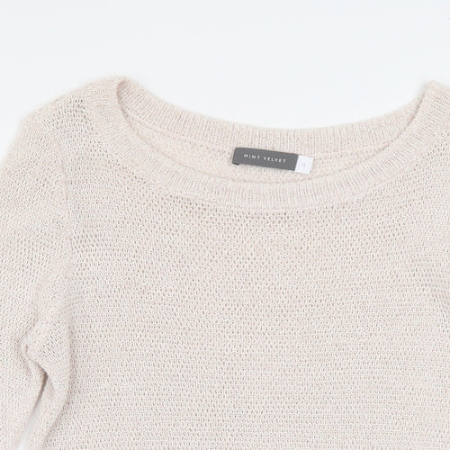 Mint Velvet Womens Pink Boat Neck Cotton Pullover Jumper Size 12