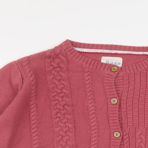 Country Rose Womens Pink Round Neck Cotton Cardigan Jumper Size XL