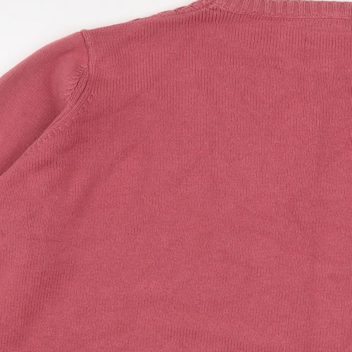 Country Rose Womens Pink Round Neck Cotton Cardigan Jumper Size XL