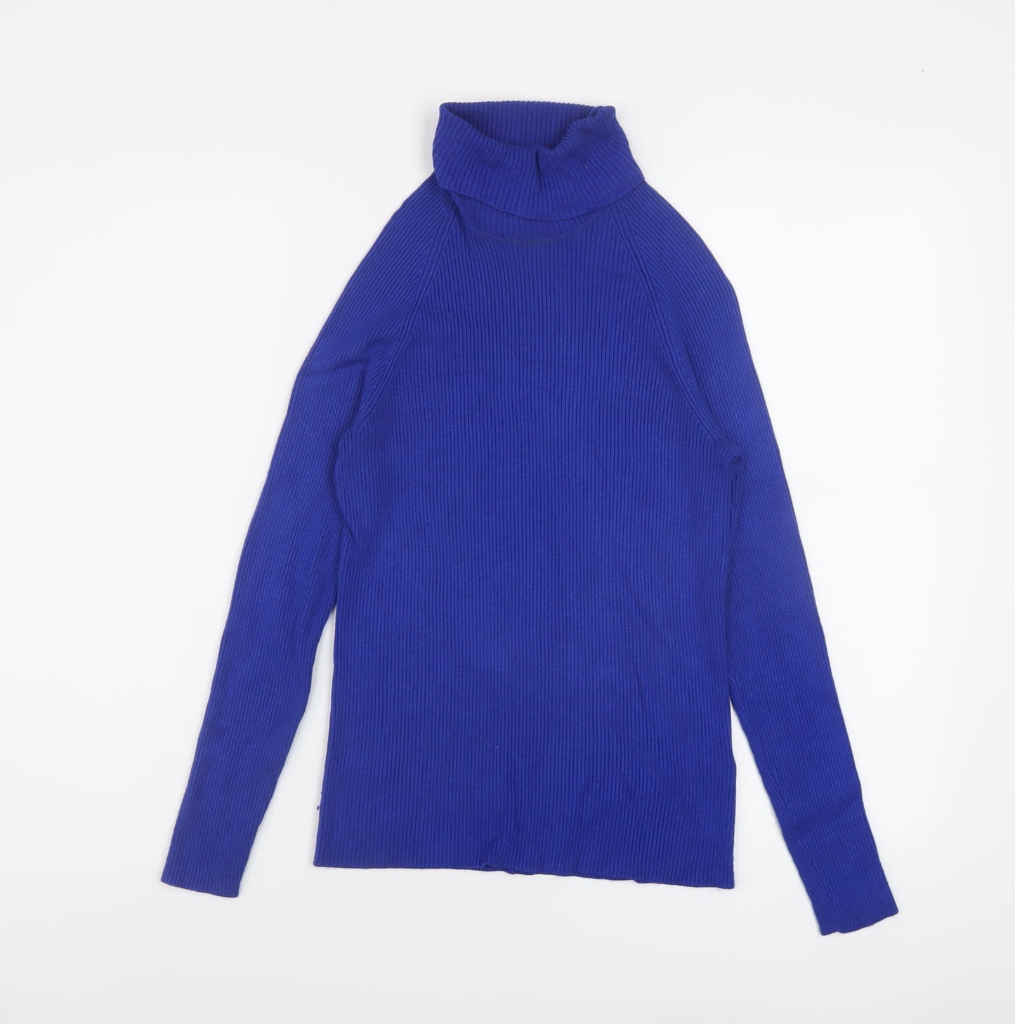 Marks and Spencer Womens Blue Roll Neck Viscose Pullover Jumper Size 12