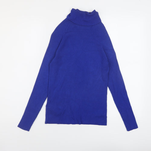 Marks and Spencer Womens Blue Roll Neck Viscose Pullover Jumper Size 12