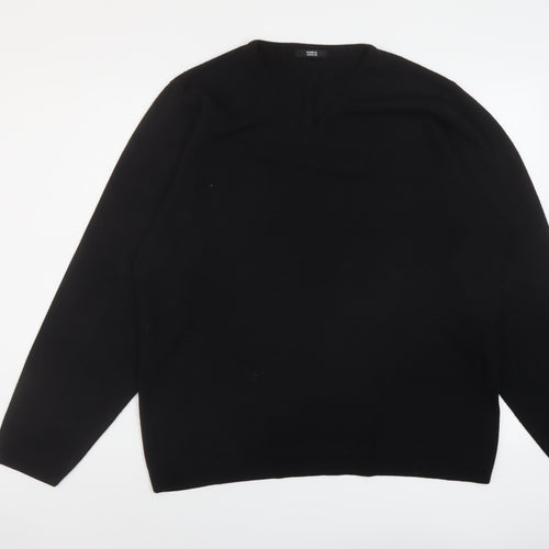 Marks and Spencer Mens Black V-Neck Acrylic Pullover Jumper Size L Long Sleeve