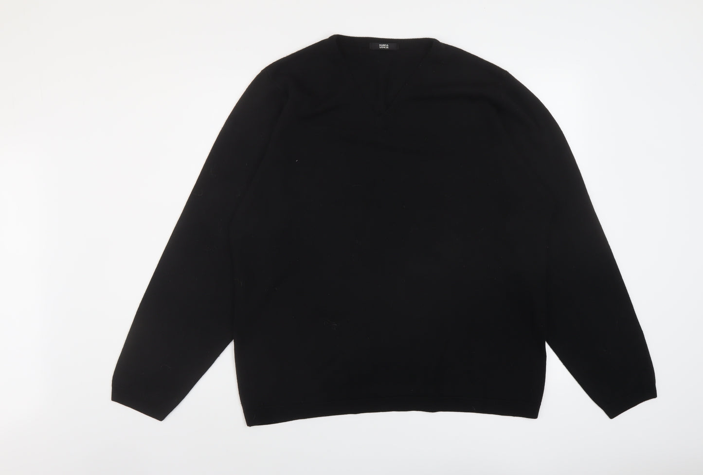 Marks and Spencer Mens Black V-Neck Acrylic Pullover Jumper Size L Long Sleeve
