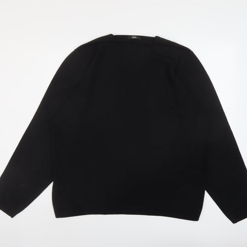 Marks and Spencer Mens Black V-Neck Acrylic Pullover Jumper Size L Long Sleeve