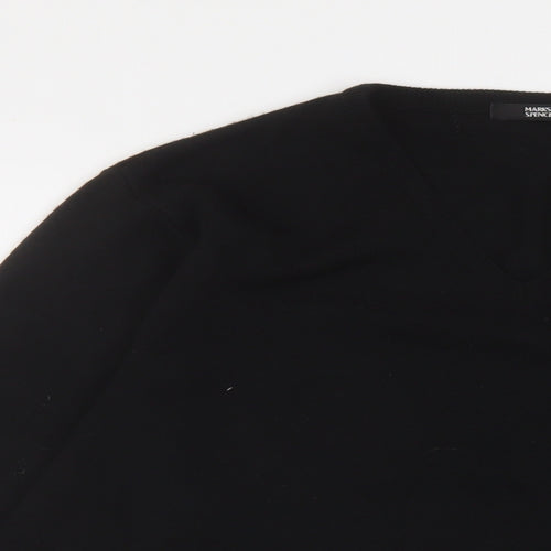 Marks and Spencer Mens Black V-Neck Acrylic Pullover Jumper Size L Long Sleeve