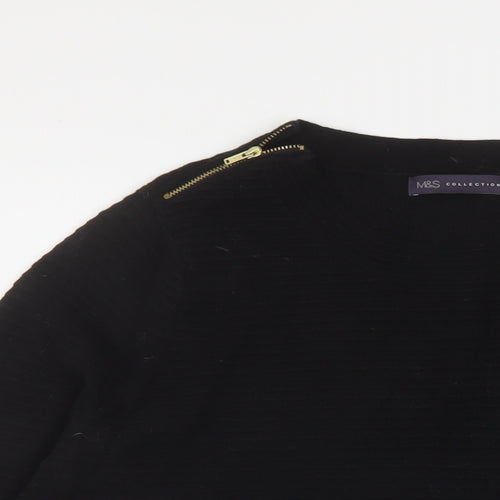 Marks and Spencer Womens Black Round Neck Viscose Pullover Jumper Size 18