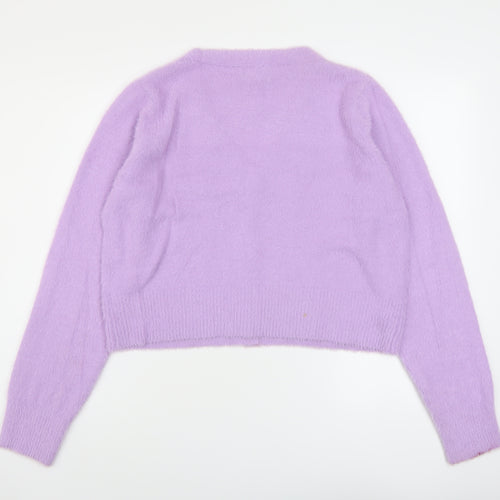 Kaisley Womens Purple V-Neck Nylon Cardigan Jumper Size L
