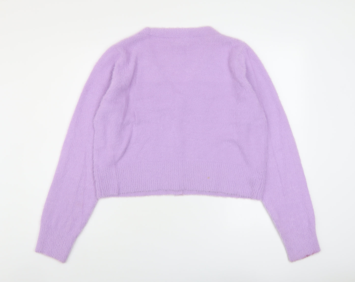 Kaisley Womens Purple V-Neck Nylon Cardigan Jumper Size L