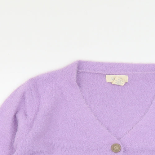Kaisley Womens Purple V-Neck Nylon Cardigan Jumper Size L