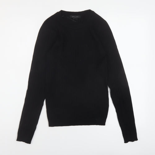 New Look Womens Black Round Neck Viscose Pullover Jumper Size 8