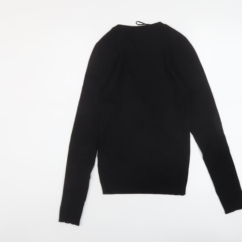 New Look Womens Black Round Neck Viscose Pullover Jumper Size 8