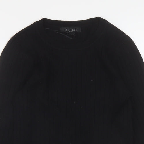 New Look Womens Black Round Neck Viscose Pullover Jumper Size 8