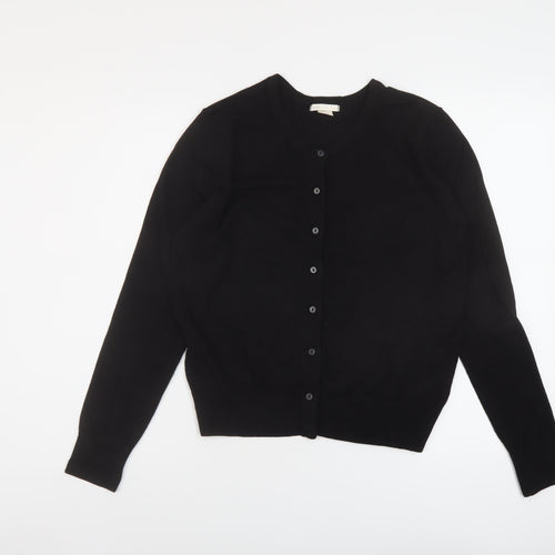 H&M Womens Black Crew Neck Viscose Cardigan Jumper Size M