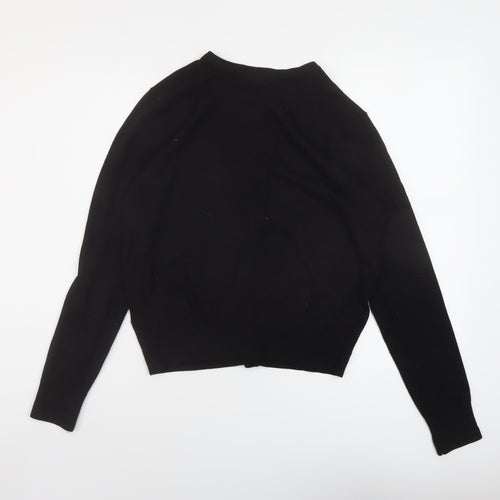 H&M Womens Black Crew Neck Viscose Cardigan Jumper Size M