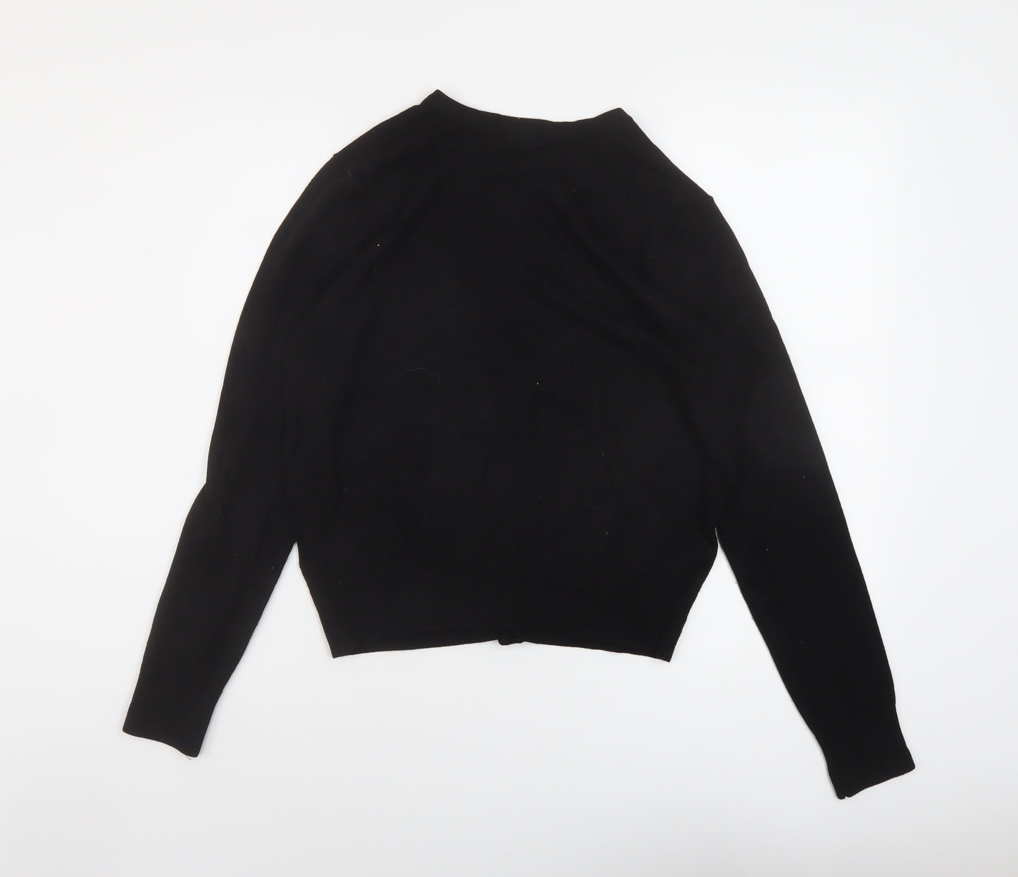 H&M Womens Black Crew Neck Viscose Cardigan Jumper Size M