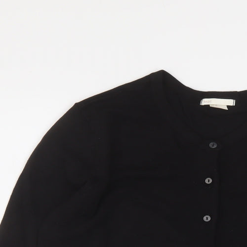 H&M Womens Black Crew Neck Viscose Cardigan Jumper Size M