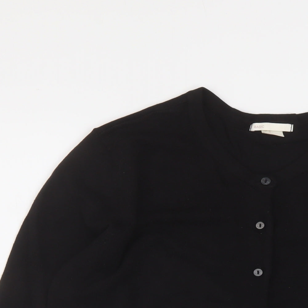H&M Womens Black Crew Neck Viscose Cardigan Jumper Size M