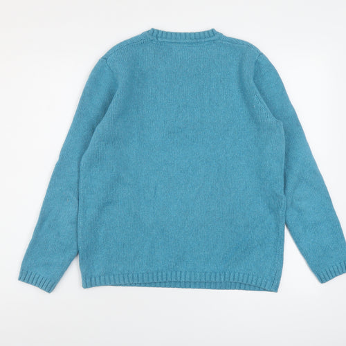 Tulchan Womens Blue Crew Neck Acrylic Pullover Jumper Size M