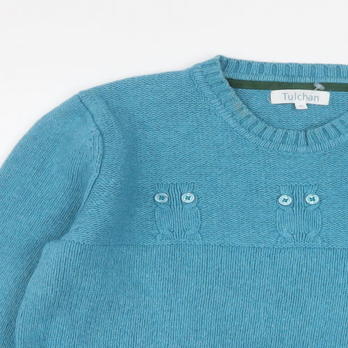 Tulchan Womens Blue Crew Neck Acrylic Pullover Jumper Size M