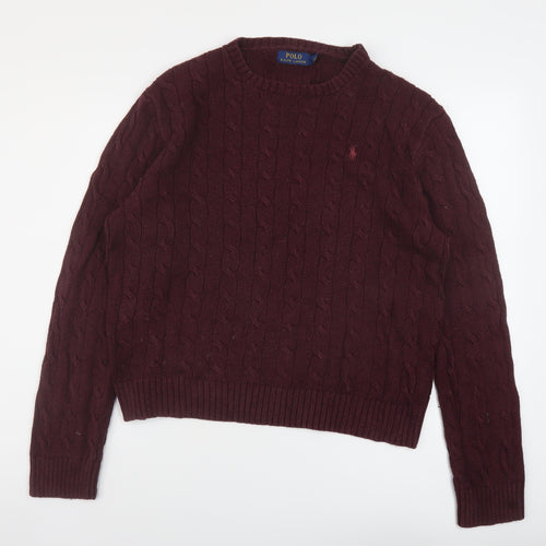 Polo Ralph Lauren Mens Red Round Neck Cotton Pullover Jumper Size L Long Sleeve