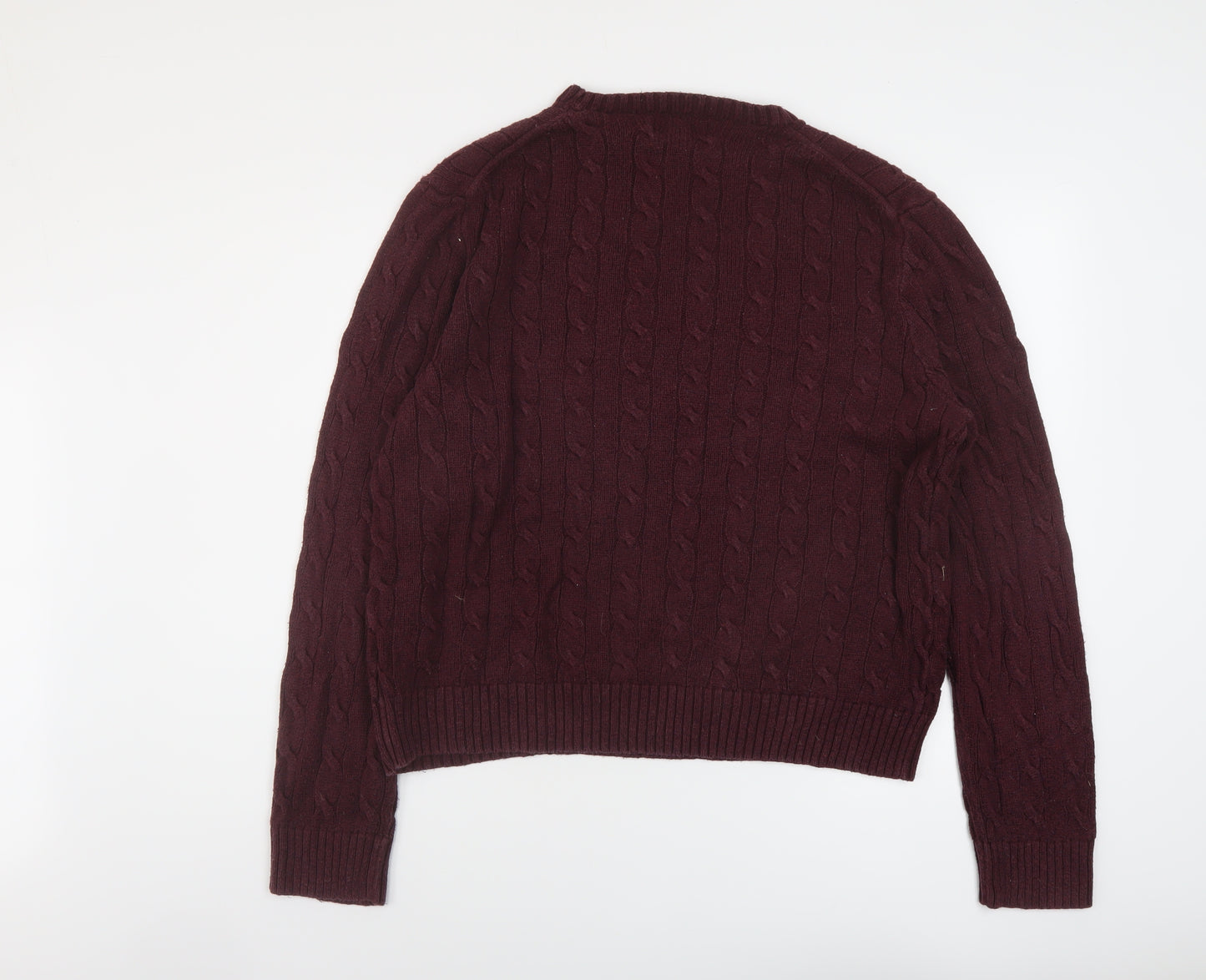 Polo Ralph Lauren Mens Red Round Neck Cotton Pullover Jumper Size L Long Sleeve