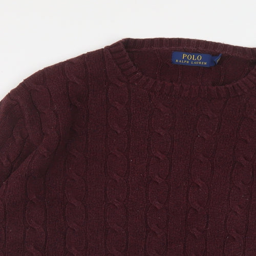Polo Ralph Lauren Mens Red Round Neck Cotton Pullover Jumper Size L Long Sleeve