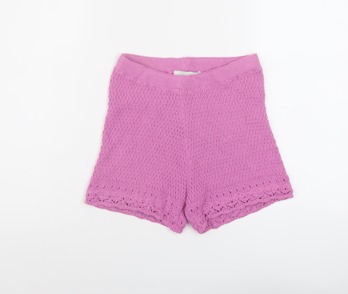 Pull&Bear Womens Purple Acrylic Basic Shorts Size M L4 in Regular Pull On