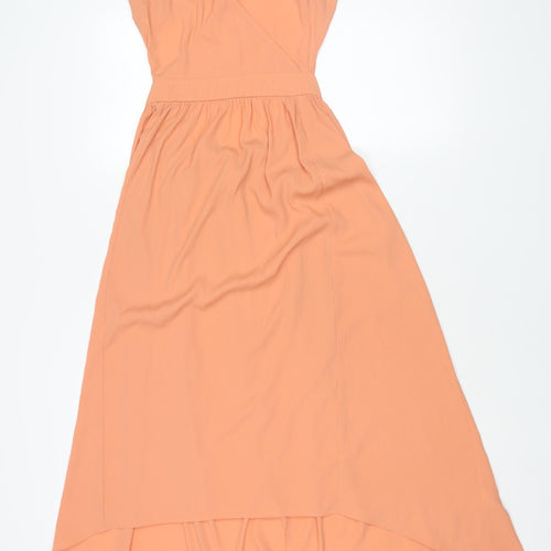 River Island Womens Pink Polyester Shift Size 10 V-Neck Button - Open Back Detail