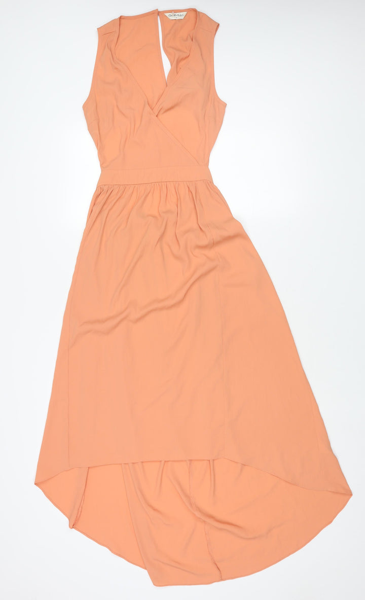 River Island Womens Pink Polyester Shift Size 10 V-Neck Button - Open Back Detail