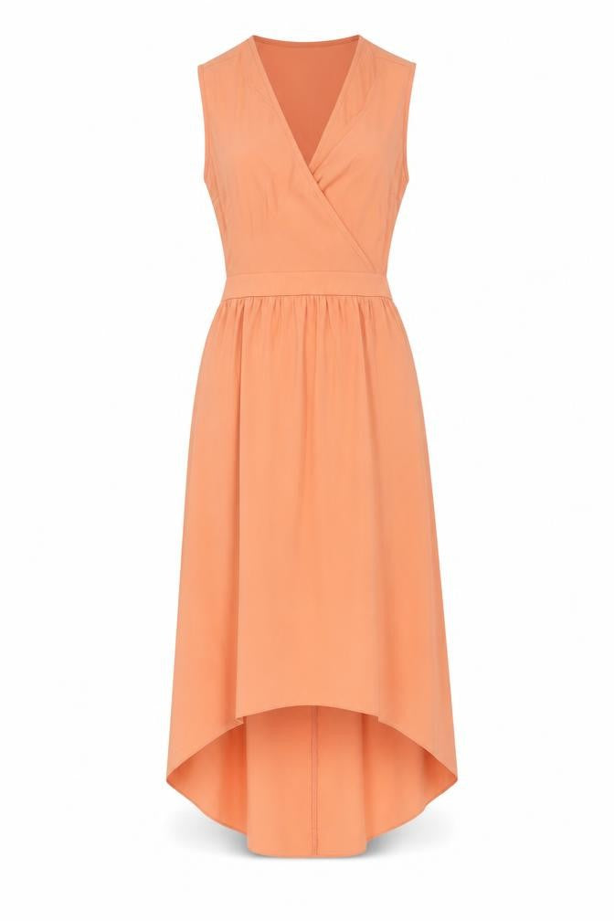 Front view of River Island women’s pink polyester shift, size UK 10, v-neck button - open back detail