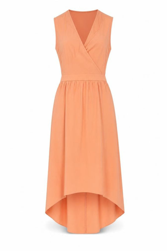 Front view of River Island women’s pink polyester shift, size UK 10, v-neck button - open back detail