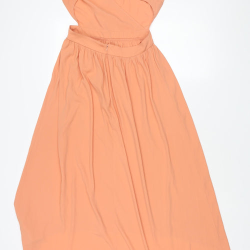River Island Womens Pink Polyester Shift Size 10 V-Neck Button - Open Back Detail