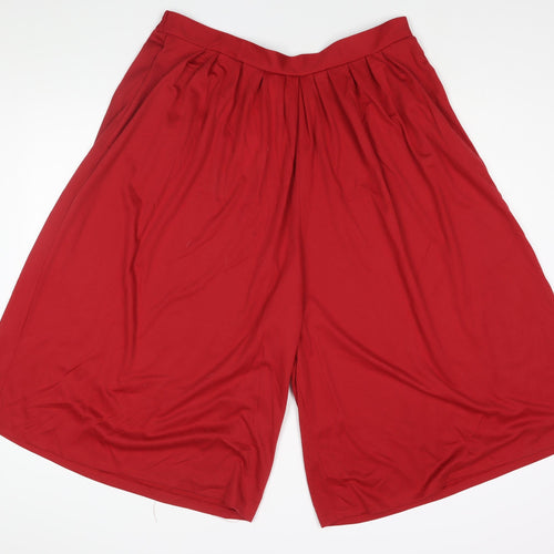 Fashion Extra Womens Red Polyester Trousers Size 24 Regular - Cullotte