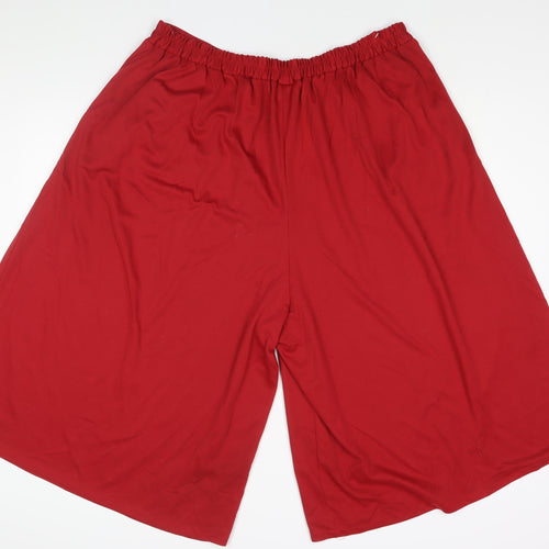 Fashion Extra Womens Red Polyester Trousers Size 24 Regular - Cullotte