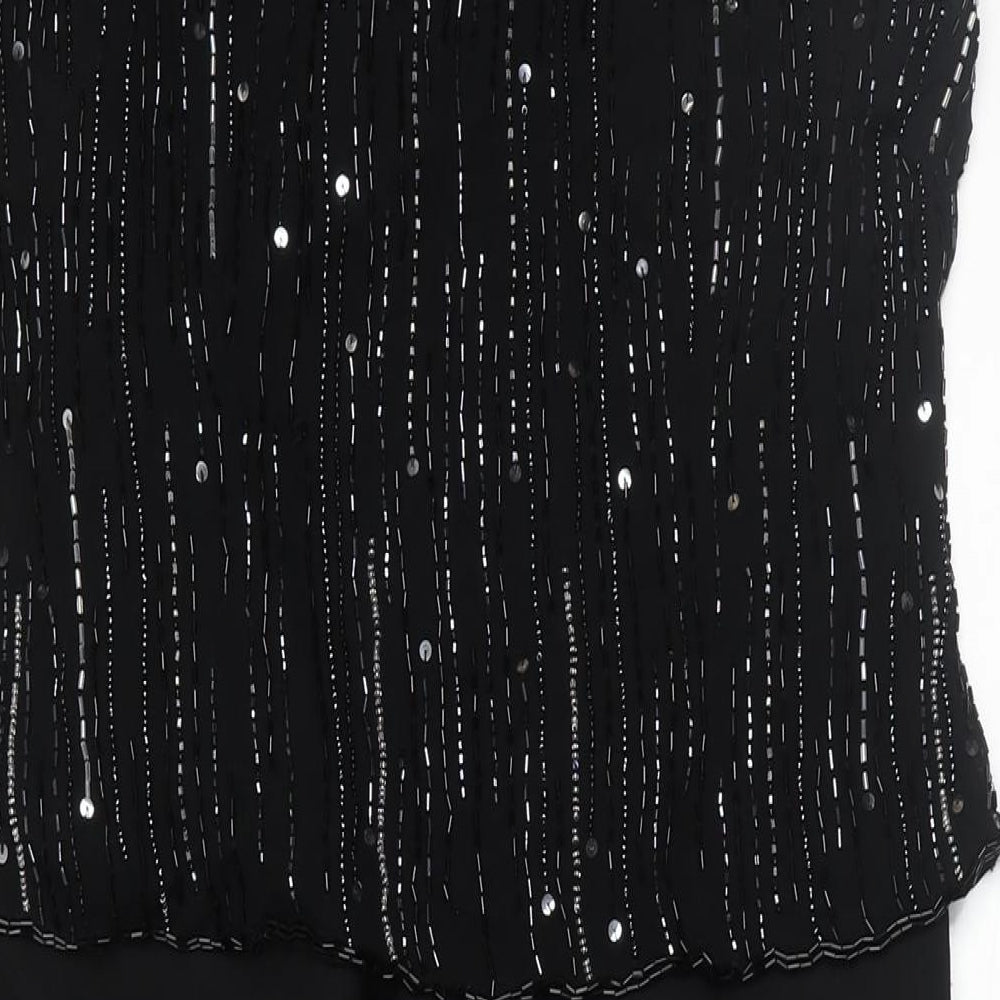 Debut Womens Black Polyester Ball Gown Size 16 V-Neck Zip - Beaded Bodice