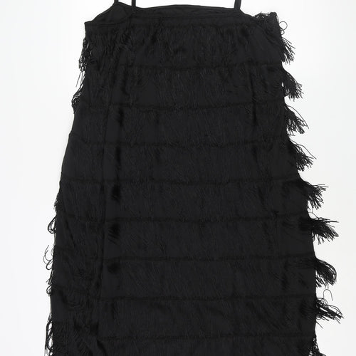 Smiffys Womens Black Polyester Shift Size 2XL Square Neck Zip - Tassle