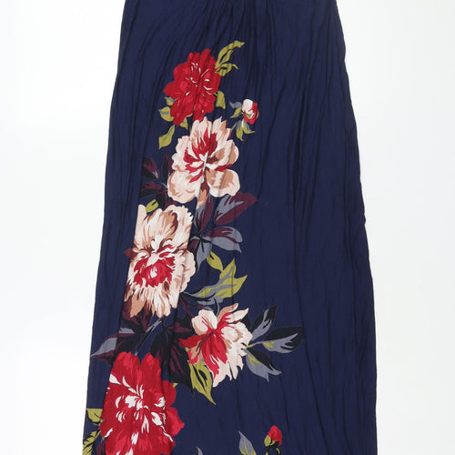 Joules Womens Blue Viscose Maxi Size 12 V-Neck Pullover - Floral Print