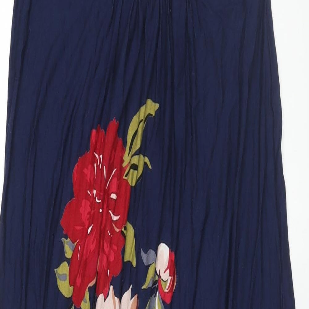 Joules Womens Blue Viscose Maxi Size 12 V-Neck Pullover - Floral Print